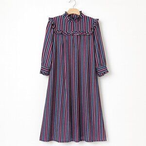 VINTAGE | Pantel Montreal Striped Ruffle Neck Dress – Women’s 7